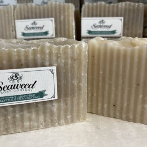 Handmade seaweed soap bars with a natural, textured appearance.