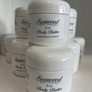 Jars of Seaweed 2 in 1 Body Butter stacked together.