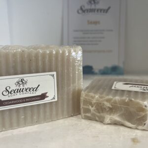 Transparent seaweed soap bars with a natural texture.