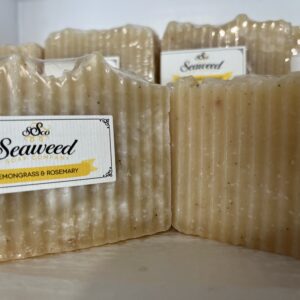 Natural seaweed soap bars with a textured surface.